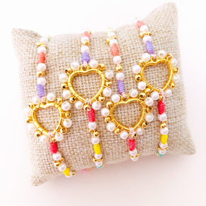 Pulsera corazón perlitas