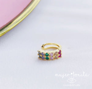 Ear cuff Dos Hileras Colores 18K